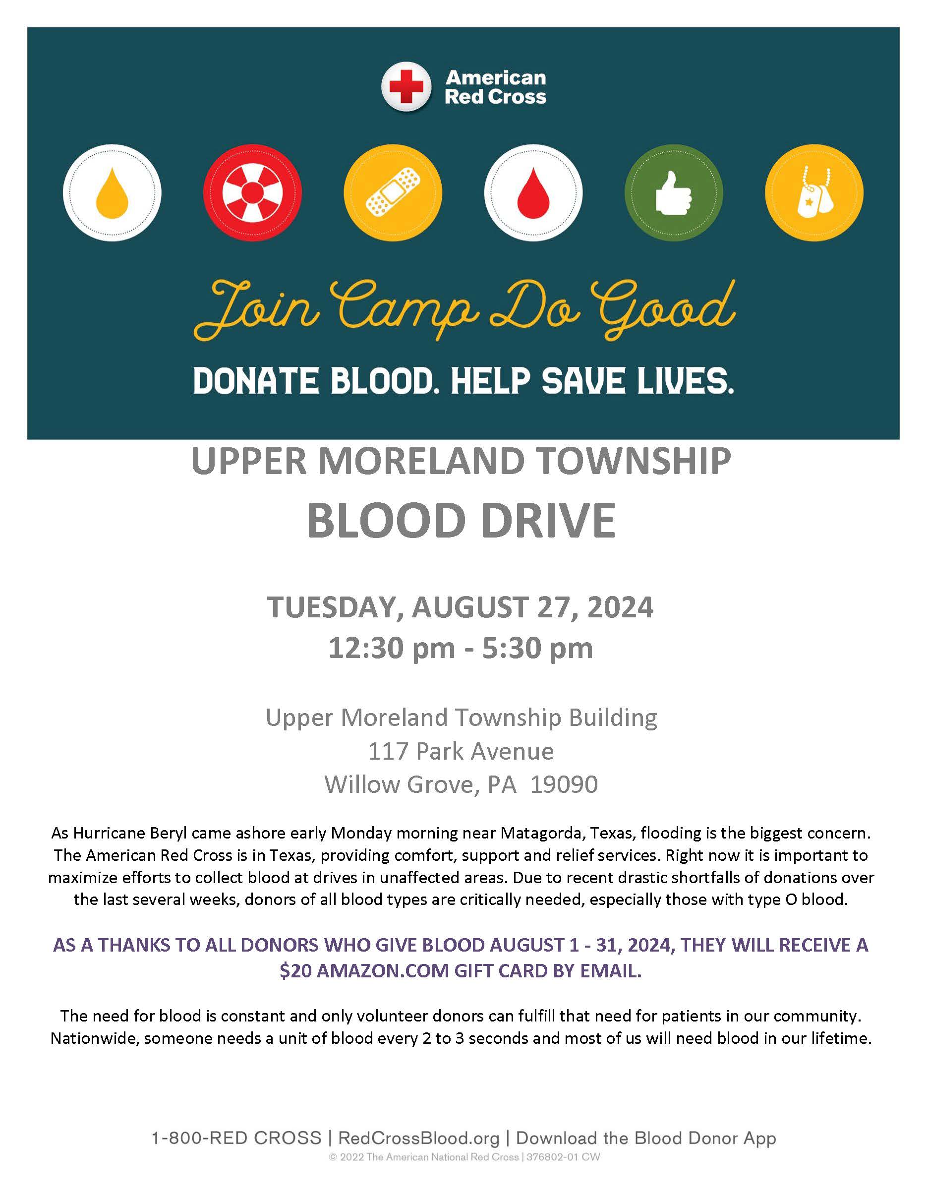 2024 UMT Red Cross Blood Drive poster