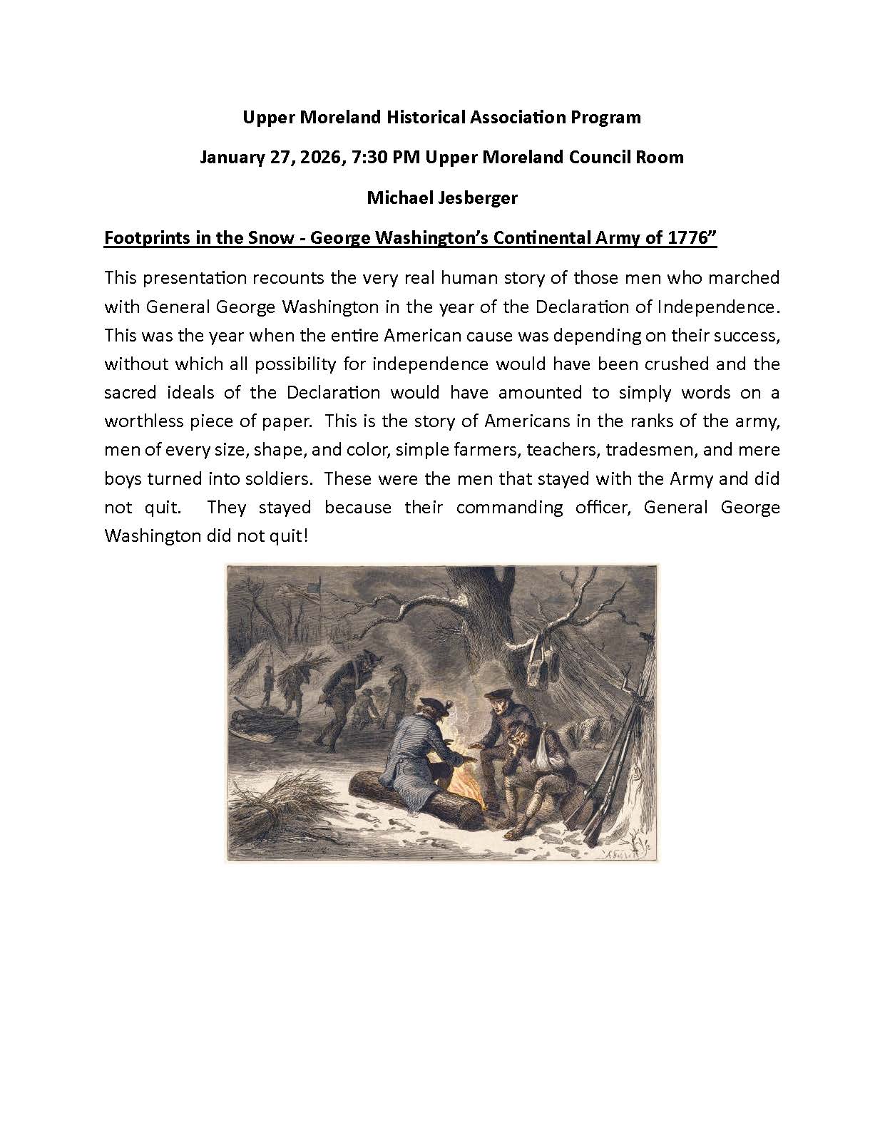 2026 Foot Prints in the snow flyer